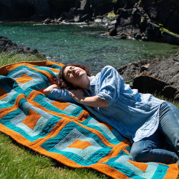 Log Cabin Gansey Blanket