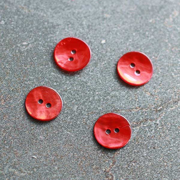 15mm Red Mother of Pearl Button | Set of 4