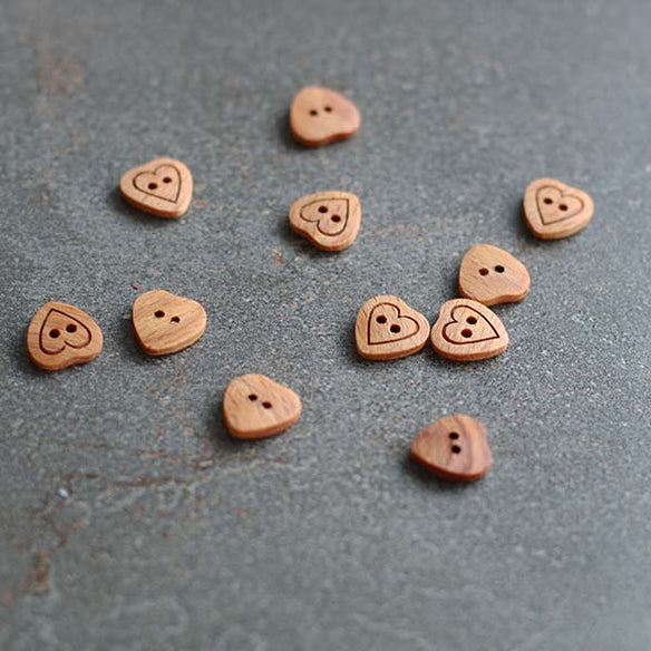 15mm Wooden Heart Button